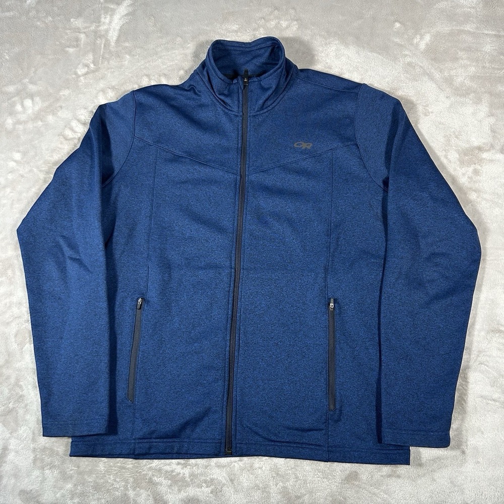 Outdoor Research Surefire Full Zip Fleece Jacket Mens L Blue Mock Neck Gorpcore